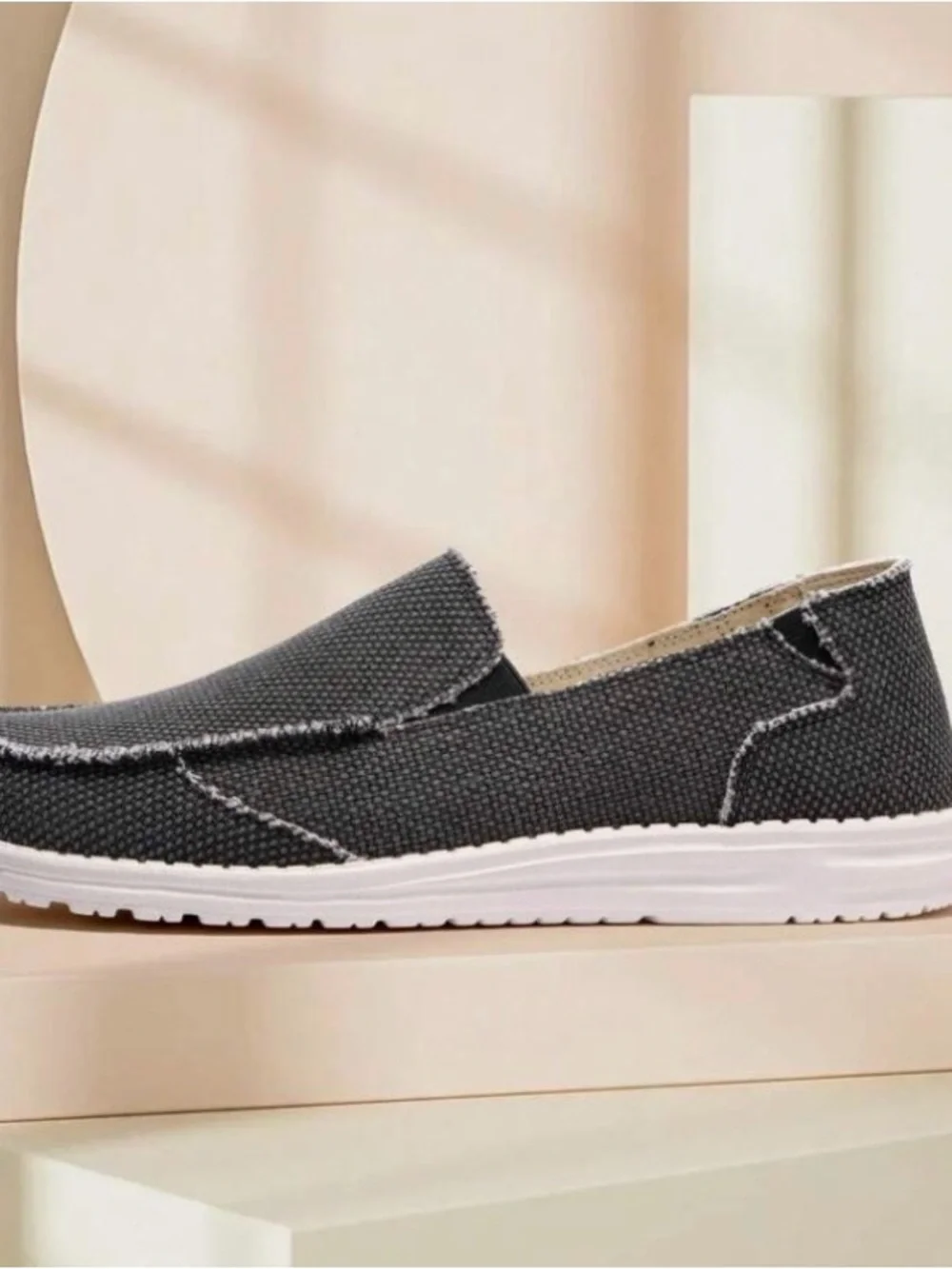 New Men's Casual Slip-On Canvas Loafers in Dark Gray
